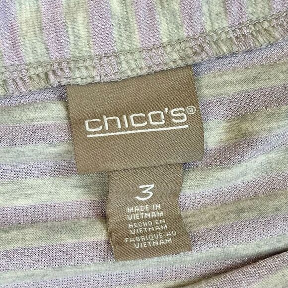 Chico’s Striped Purple Shimmer Silver Blouse Long Sleeves 3 XL 16 - Picture 10 of 11